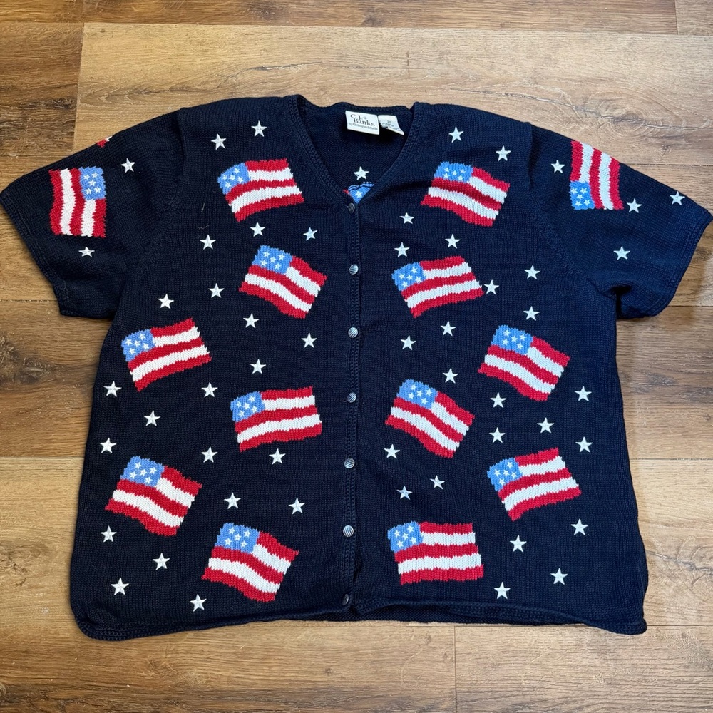 Vintage Y2K American Flag Cardigan Vintage Y2K Cardigan Fourth of July Sweater - Picture 3 of 10